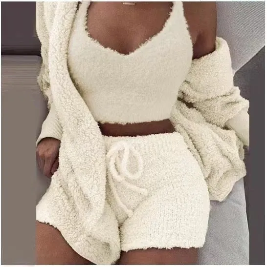 3 Piece Fluffy Outfits Sexy Pyjamas