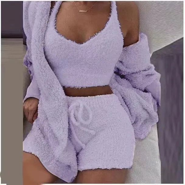 3 Piece Fluffy Outfits Sexy Pyjamas