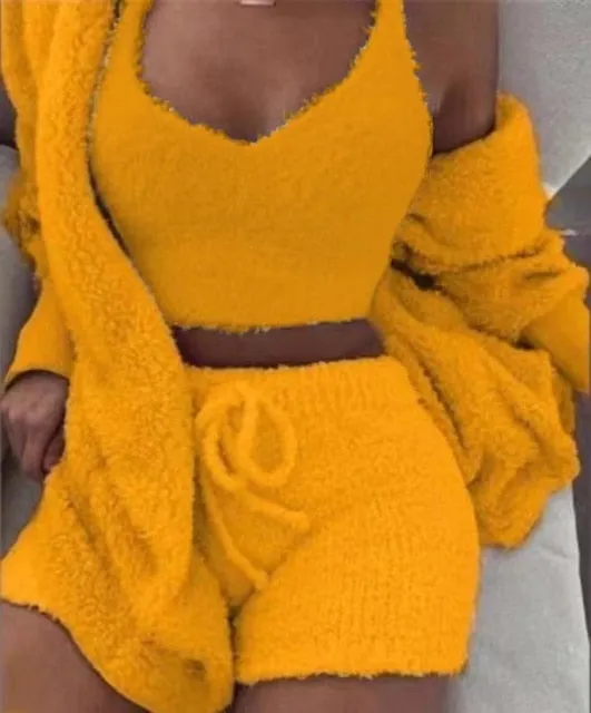 3 Piece Fluffy Outfits Sexy Pyjamas