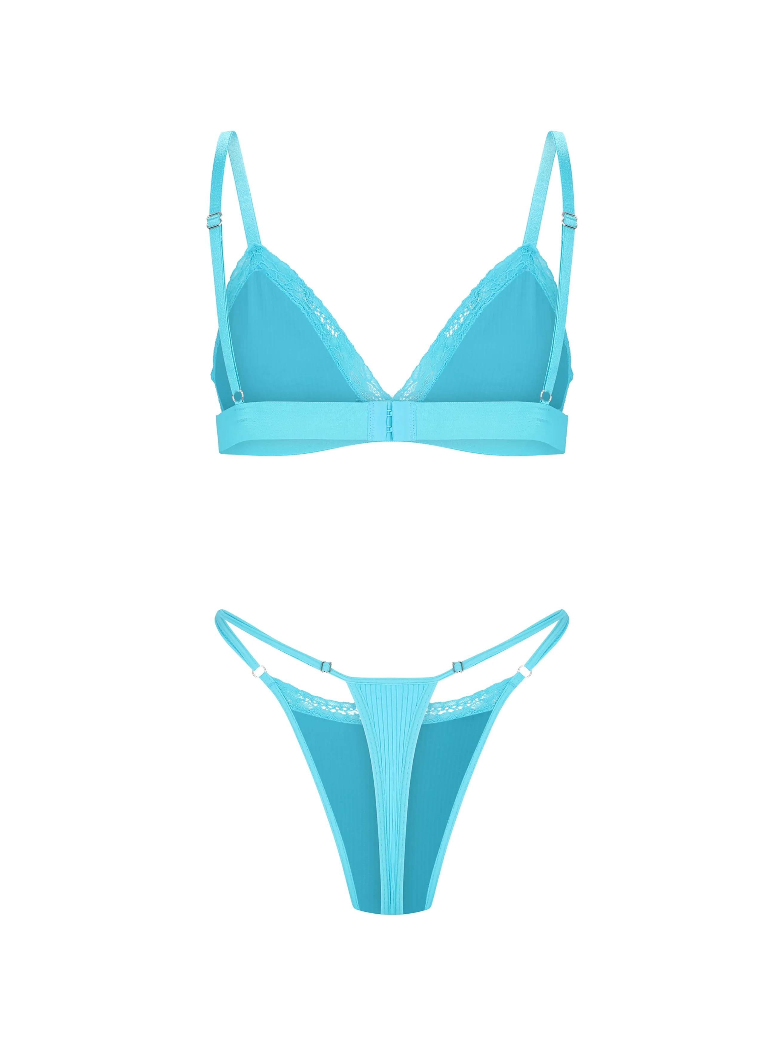 Basic Ribbed Laced Set- Teal