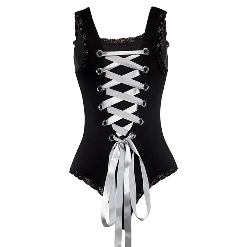 Black Laced up Black Bodycon