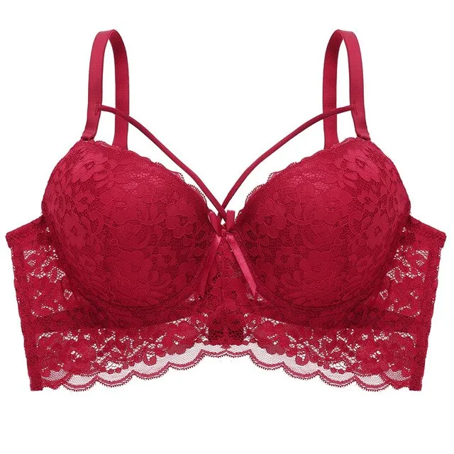 C D Cup Plus Size Bra For Women Sexy Lace Bra Ultra-thin Underwear Fashion Strappy Brassiere Female Lingerie Underwire Bralette