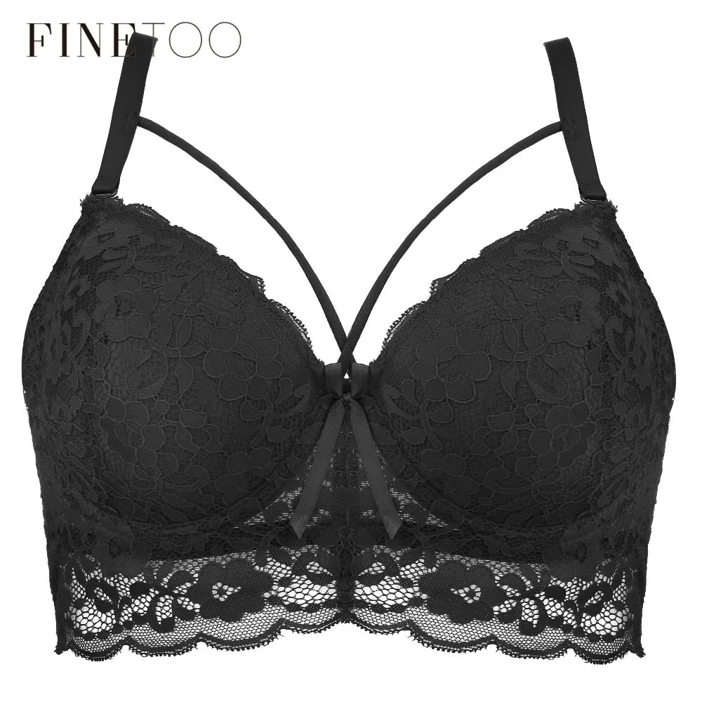 C D Cup Plus Size Bra For Women Sexy Lace Bra Ultra-thin Underwear Fashion Strappy Brassiere Female Lingerie Underwire Bralette