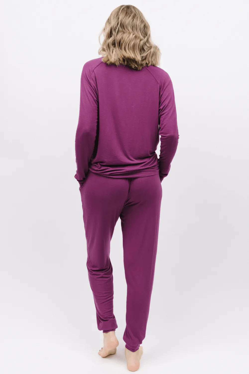 Carina Long Sleeve Slouch Jersey Top Magenta. Size UK 8