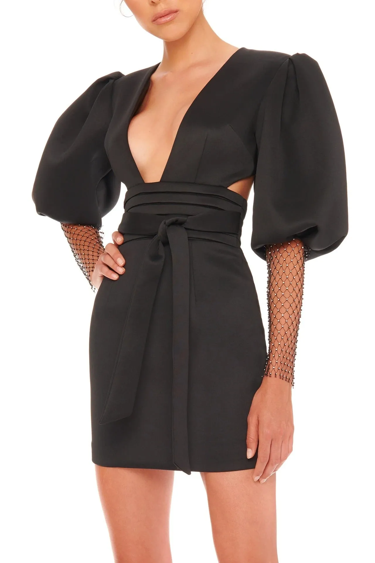 Deep v-necked Evening Gown With Cut-out