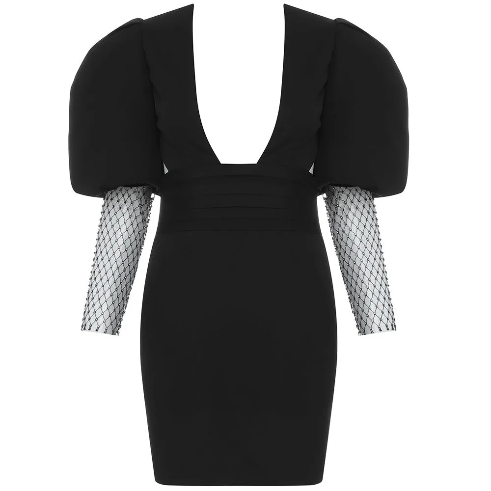Deep v-necked Evening Gown With Cut-out