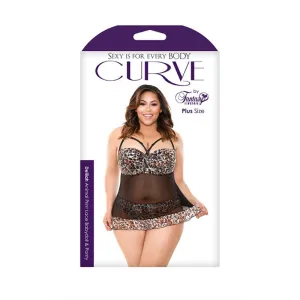 Delilah Babydoll & Panty Set- Leopard- 3X/4X