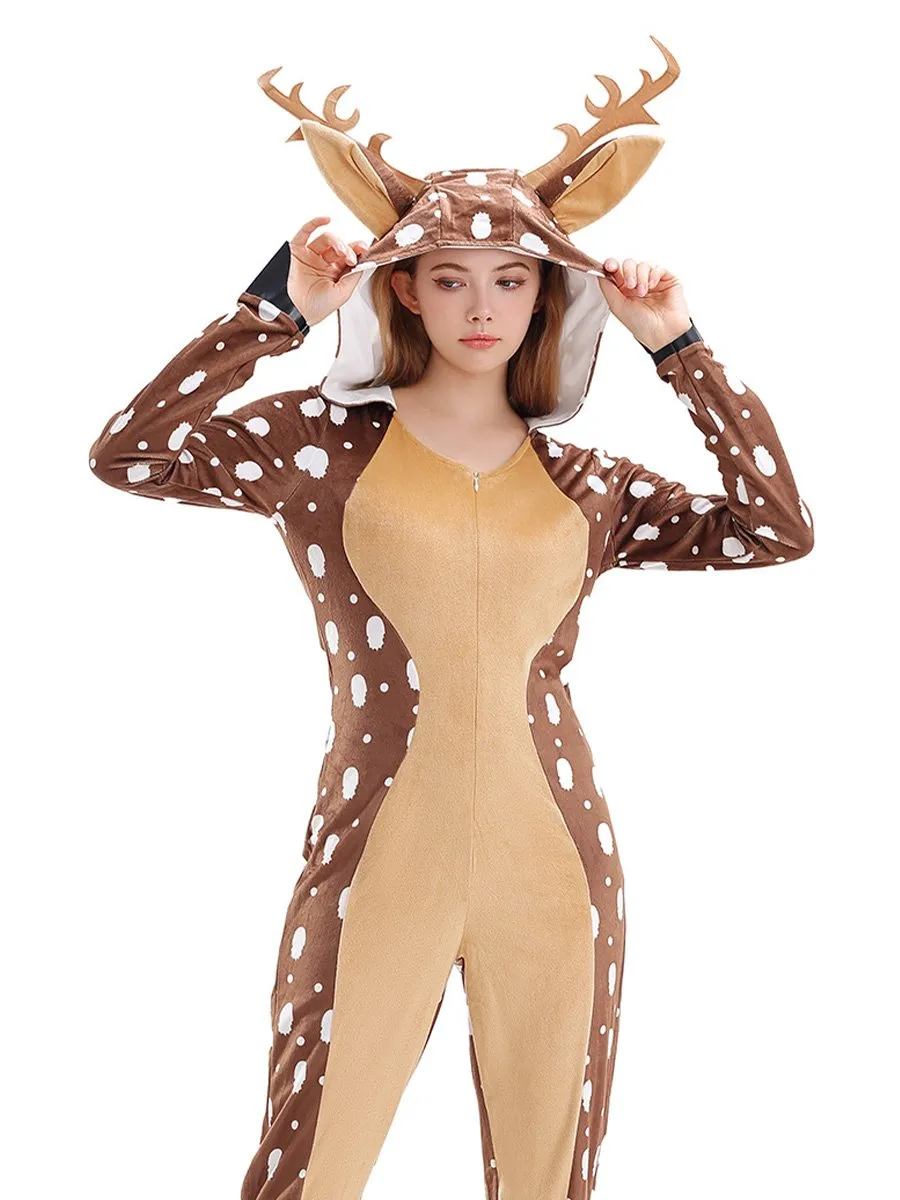 Furry Reindeer Onesie Pajamas