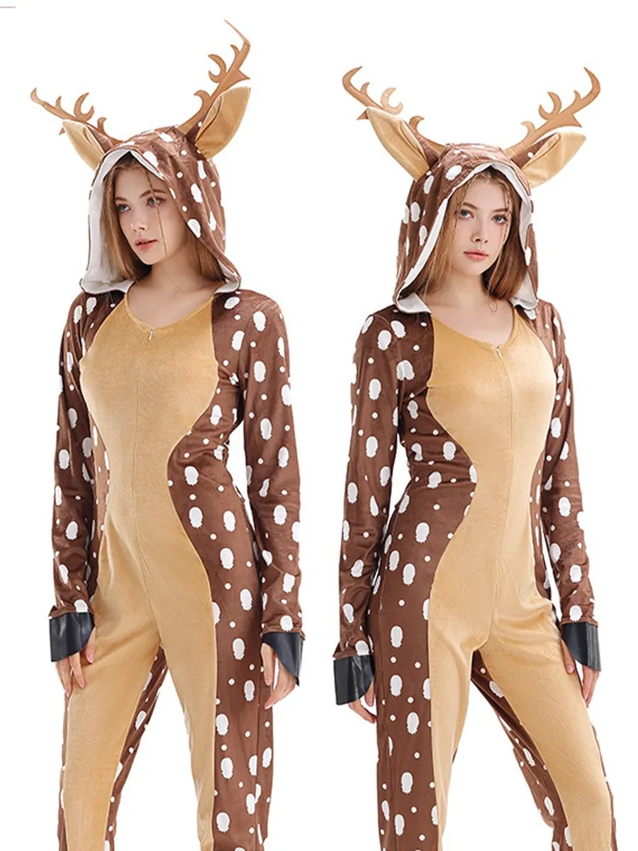 Furry Reindeer Onesie Pajamas