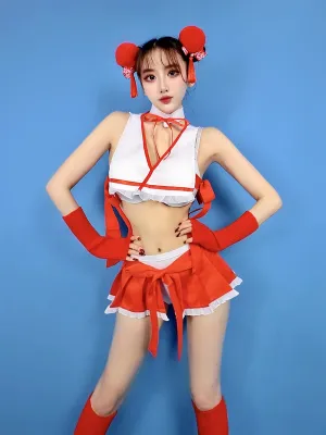 Japanese Miko Cosplay Skirt Set