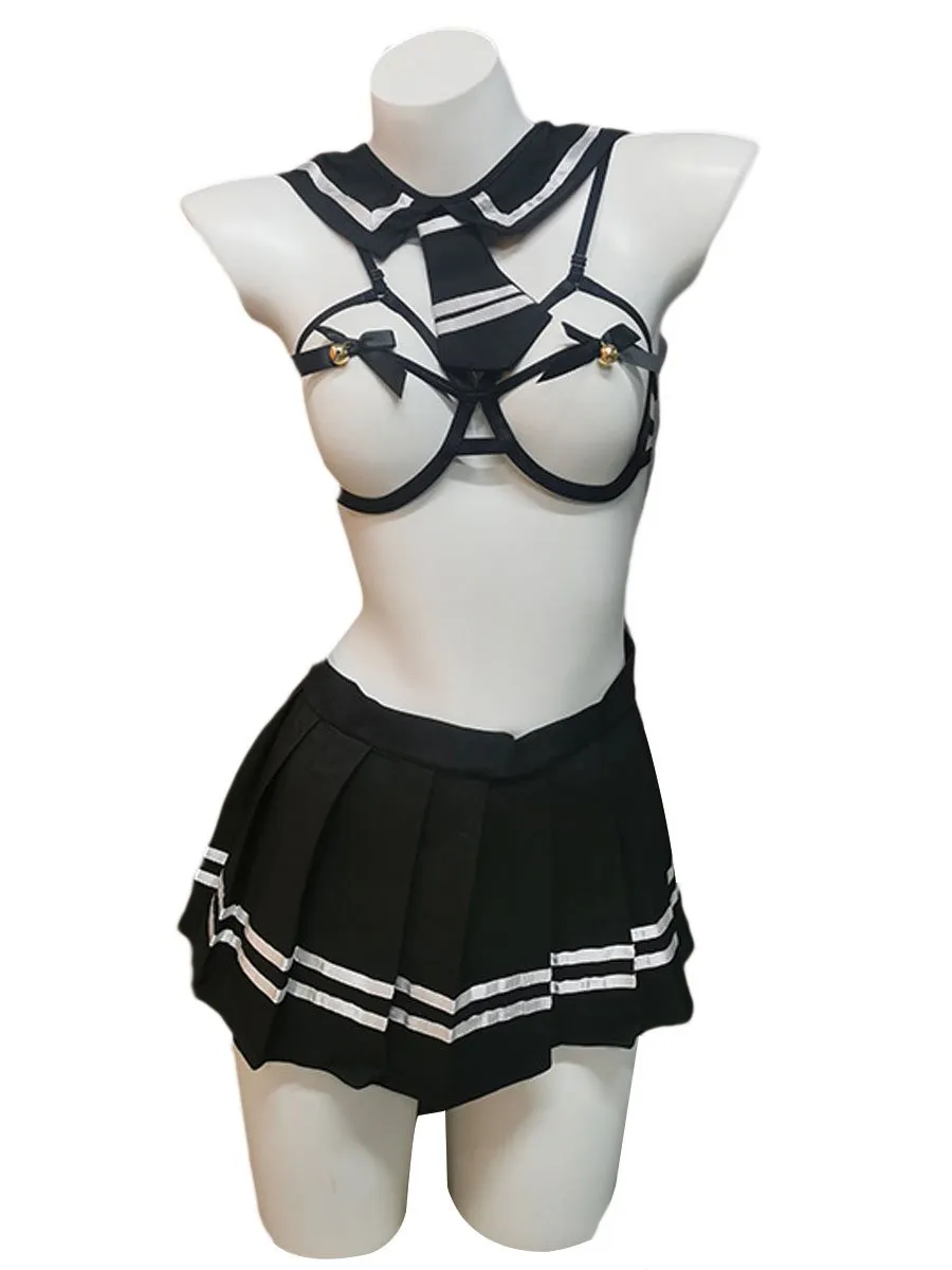 Japanese Open Cup Bra and Skirt Set