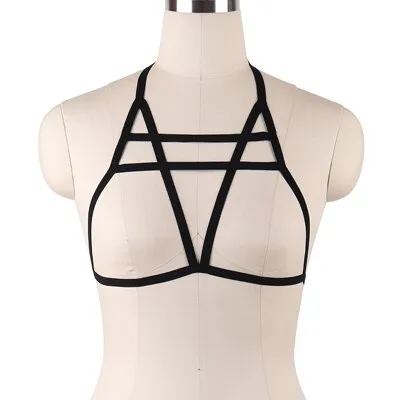 JLX.HARNESS Sexy Ladies Women Body Harness Bra Fetish Chest Bondage Lingerie Erotic Cage Bra Gothic Garter Belt Suspenders
