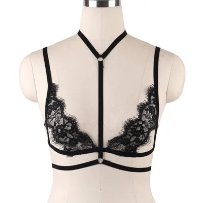 JLX.HARNESS Sexy Ladies Women Body Harness Bra Fetish Chest Bondage Lingerie Erotic Cage Bra Gothic Garter Belt Suspenders