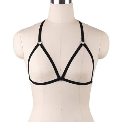 JLX.HARNESS Sexy Ladies Women Body Harness Bra Fetish Chest Bondage Lingerie Erotic Cage Bra Gothic Garter Belt Suspenders