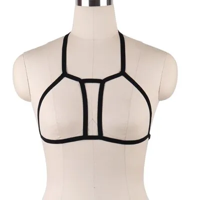 JLX.HARNESS Sexy Ladies Women Body Harness Bra Fetish Chest Bondage Lingerie Erotic Cage Bra Gothic Garter Belt Suspenders