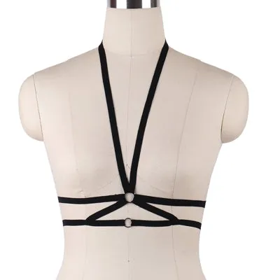 JLX.HARNESS Sexy Ladies Women Body Harness Bra Fetish Chest Bondage Lingerie Erotic Cage Bra Gothic Garter Belt Suspenders
