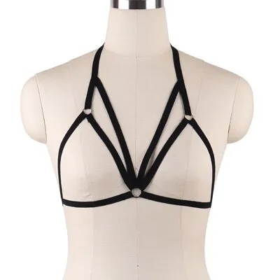 JLX.HARNESS Sexy Ladies Women Body Harness Bra Fetish Chest Bondage Lingerie Erotic Cage Bra Gothic Garter Belt Suspenders