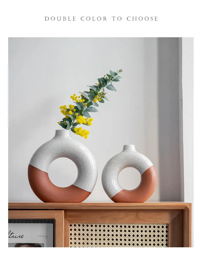 Laterite Half Glazed Round Ceramic Vase Office Desktop Soft Board Room Window