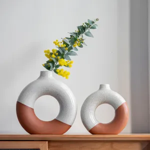 Laterite Half Glazed Round Ceramic Vase Office Desktop Soft Board Room Window