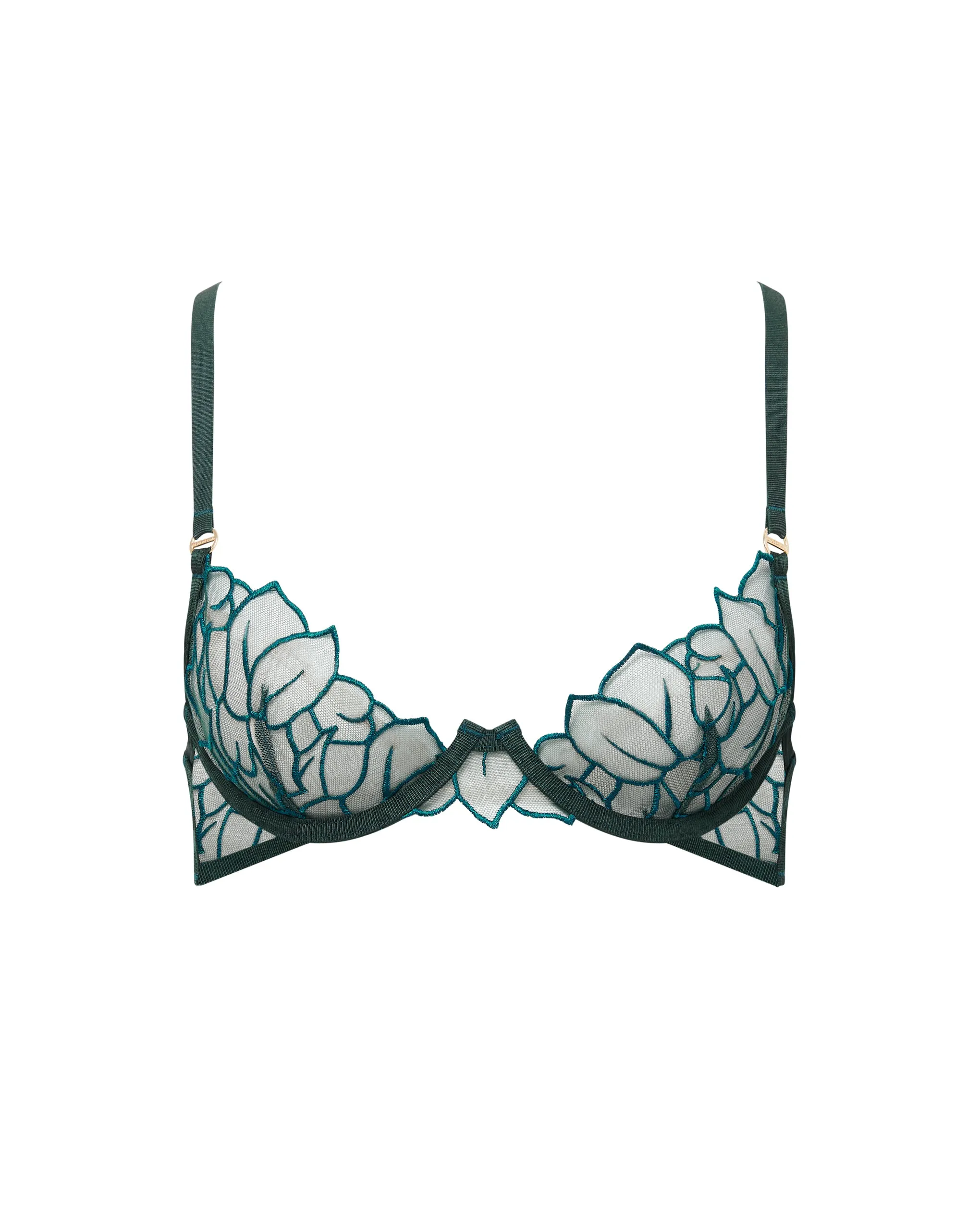 Laurel Leaf Embroidered Bra Green