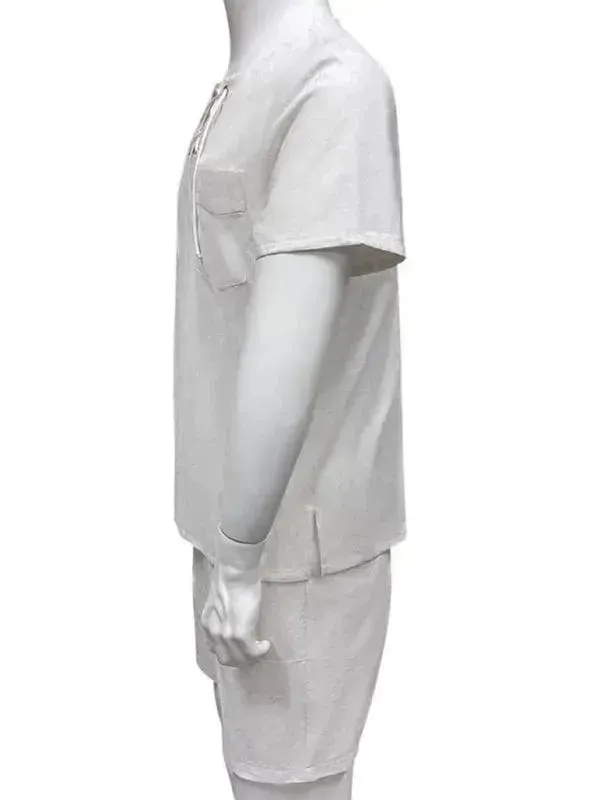 Men Relaxed Cotton V-Neck Shorts Set