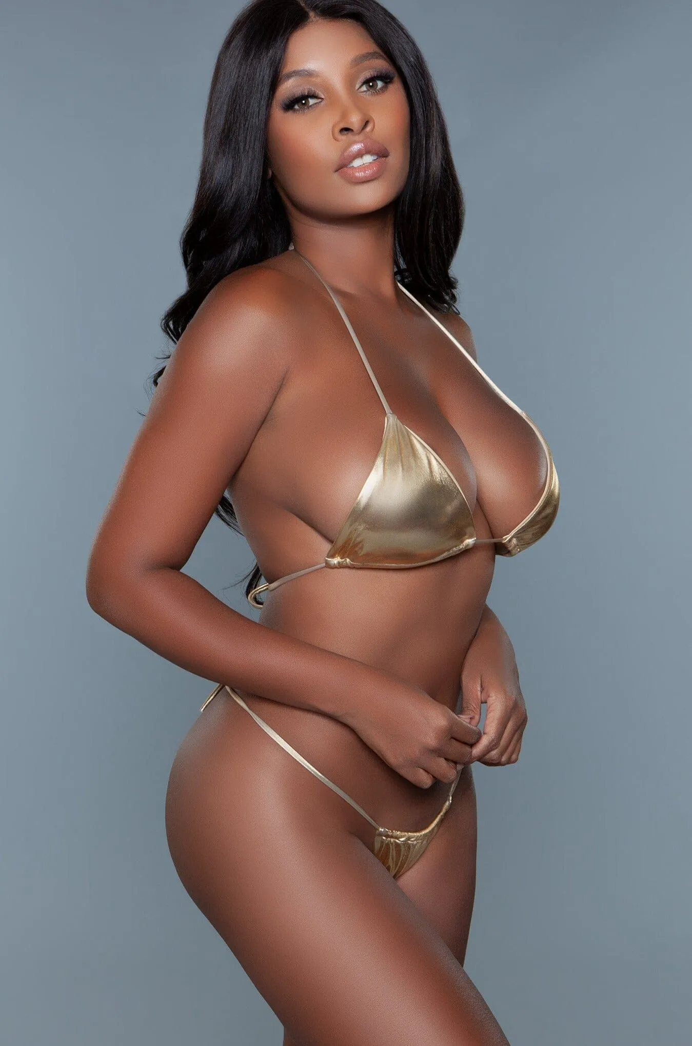 Metallic Swimsuit Triangle Bikini Set
