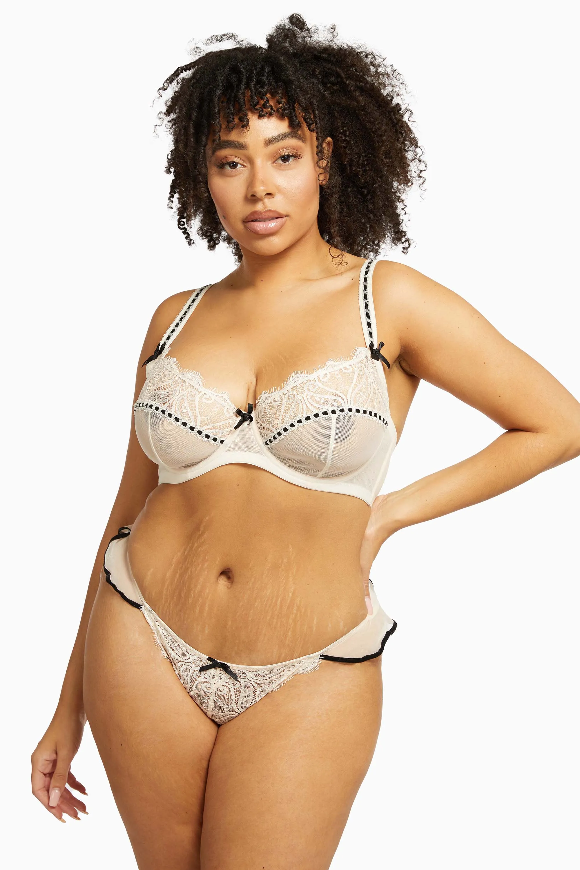 Monica Ribbon Slot Lace Bra Core Peach