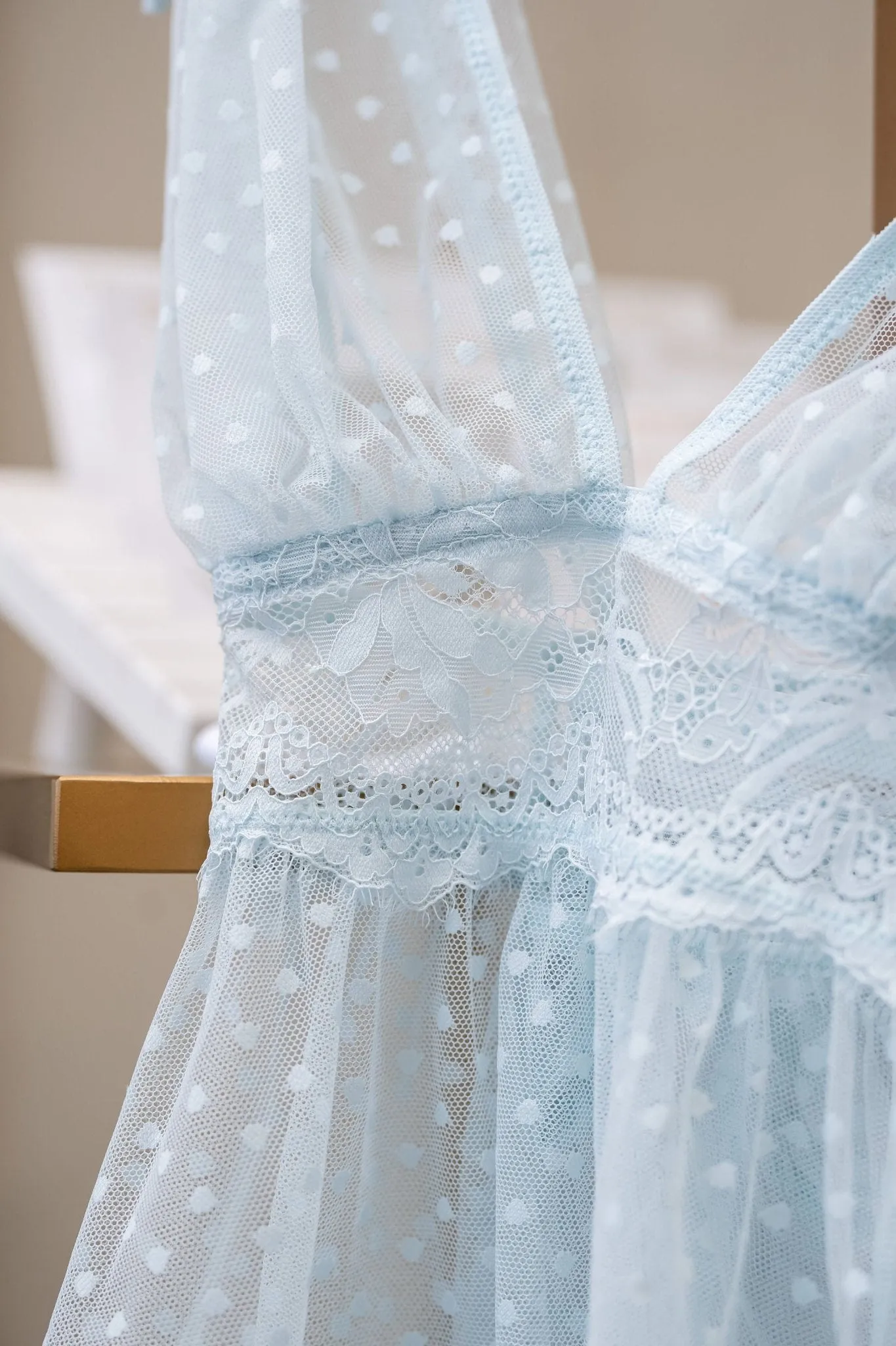 Polka Dot Mesh Babydoll - Something Blue