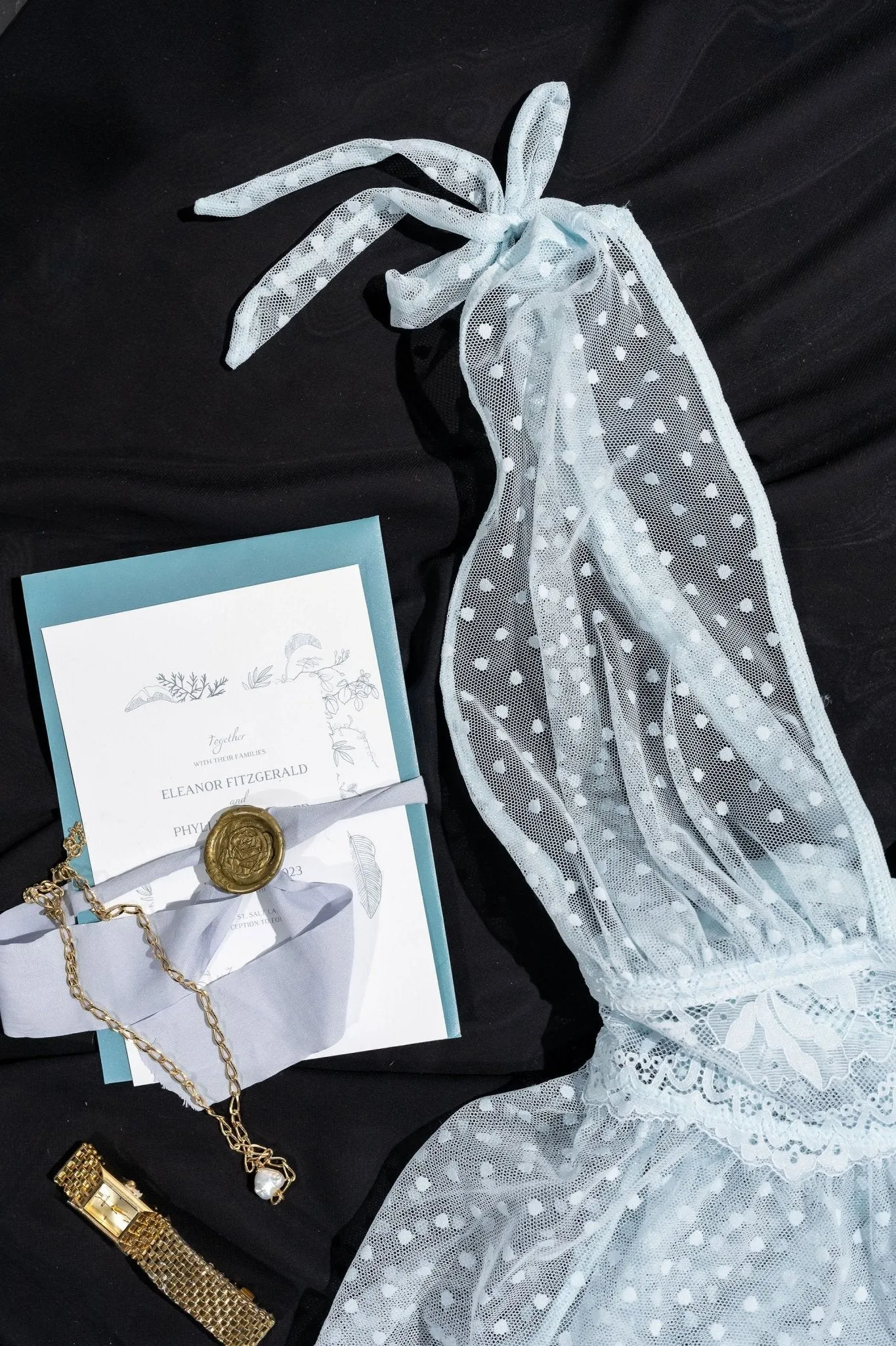 Polka Dot Mesh Babydoll - Something Blue