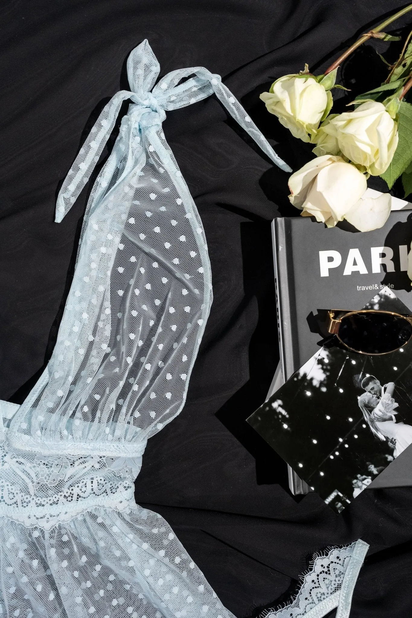 Polka Dot Mesh Babydoll - Something Blue