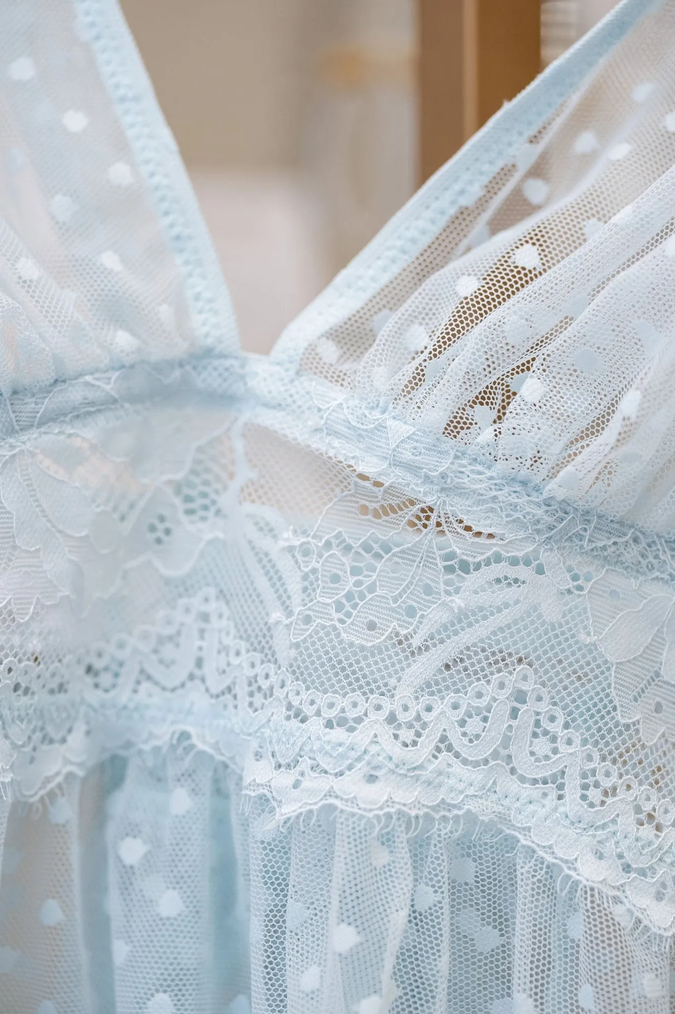 Polka Dot Mesh Babydoll - Something Blue