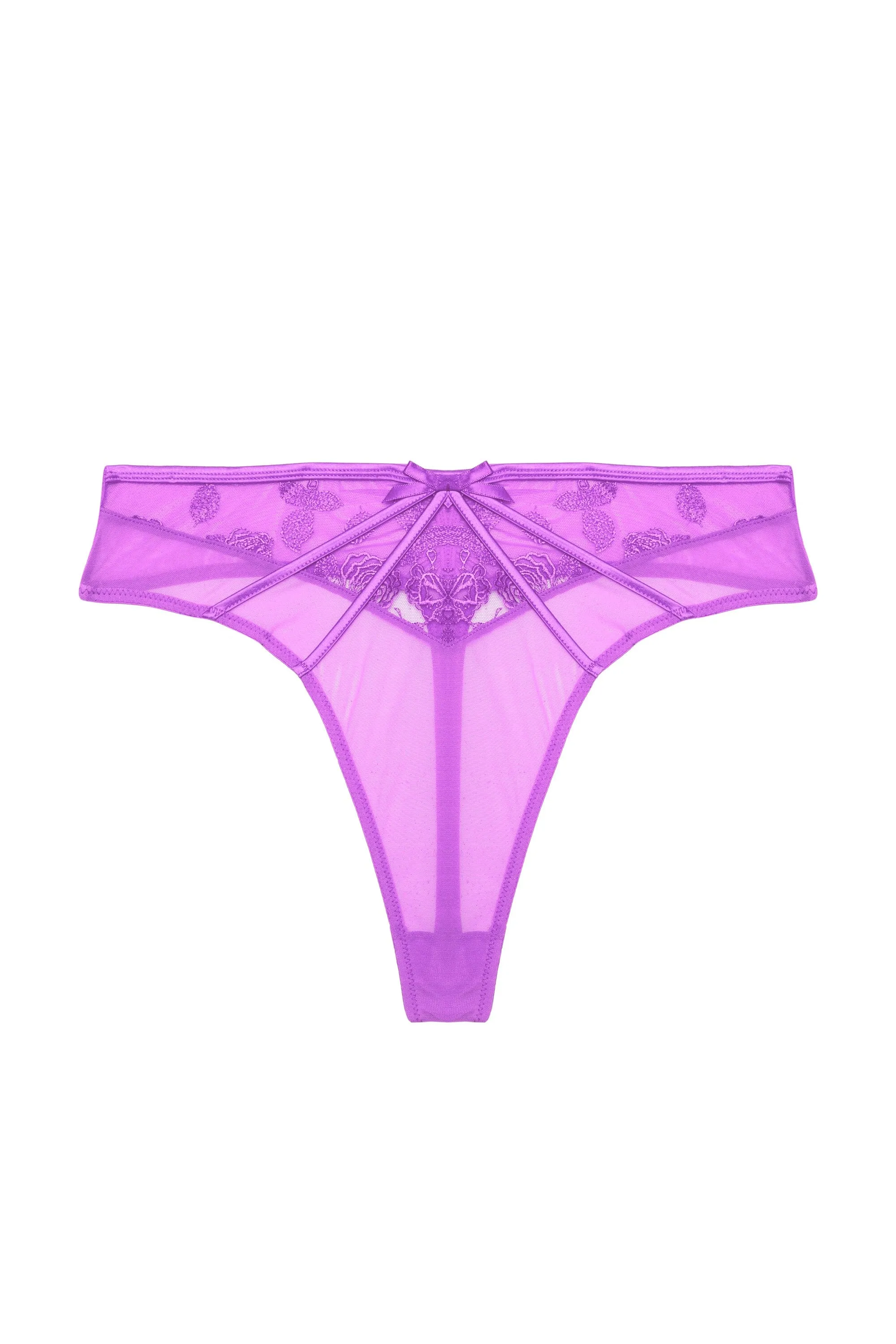 Rosanna Purple Embroidery High Waist Thong