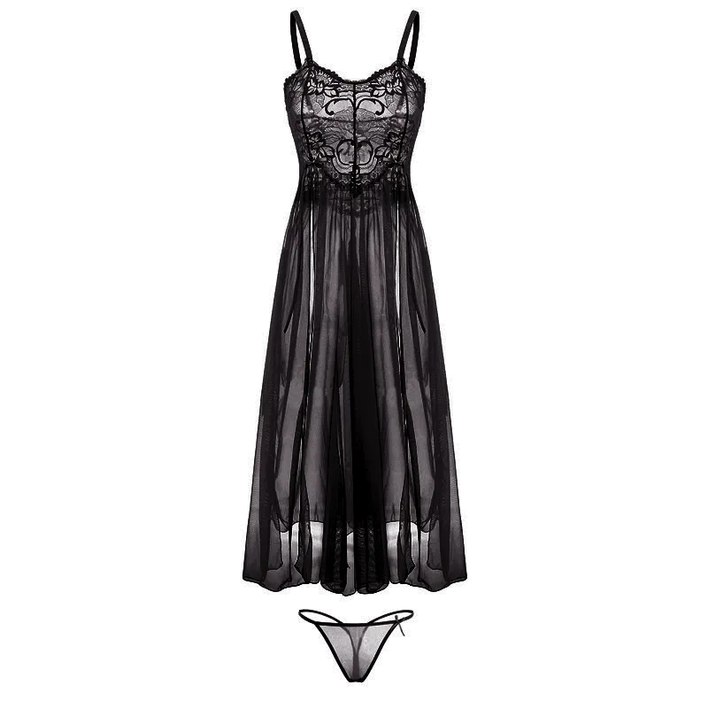 See Through Transparent Double Slit Nightgown