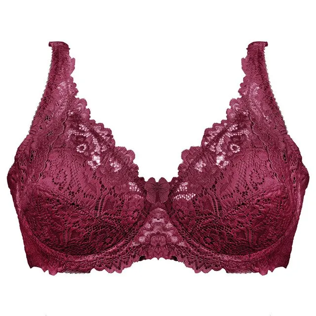Sexy Lace Bra for Women Push Up Bras Straps Adjustment Lingerie Female Underwear Ladies Underwire Brassiere Big Plus Size 36-44