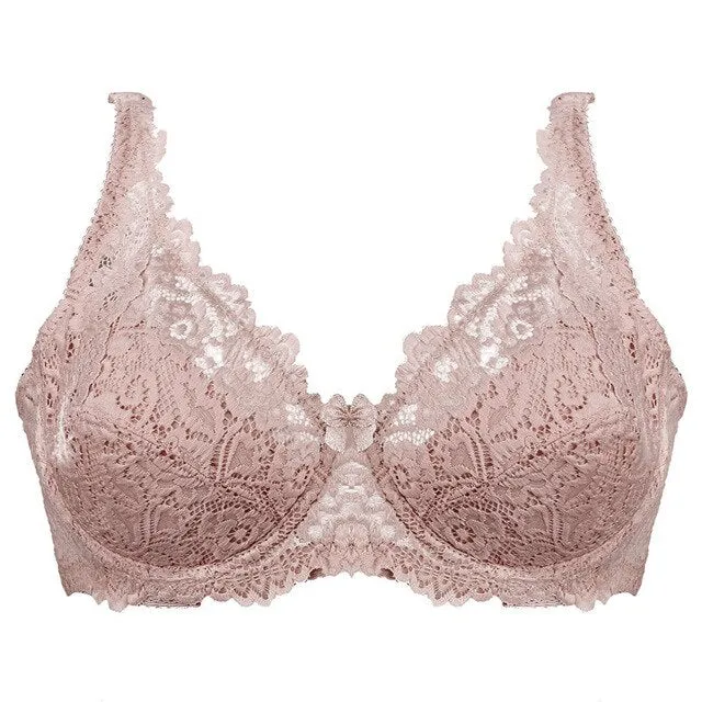 Sexy Lace Bra for Women Push Up Bras Straps Adjustment Lingerie Female Underwear Ladies Underwire Brassiere Big Plus Size 36-44