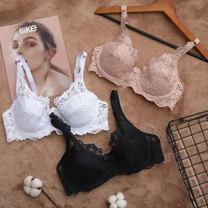 Sexy Lace Bra for Women Push Up Bras Straps Adjustment Lingerie Female Underwear Ladies Underwire Brassiere Big Plus Size 36-44