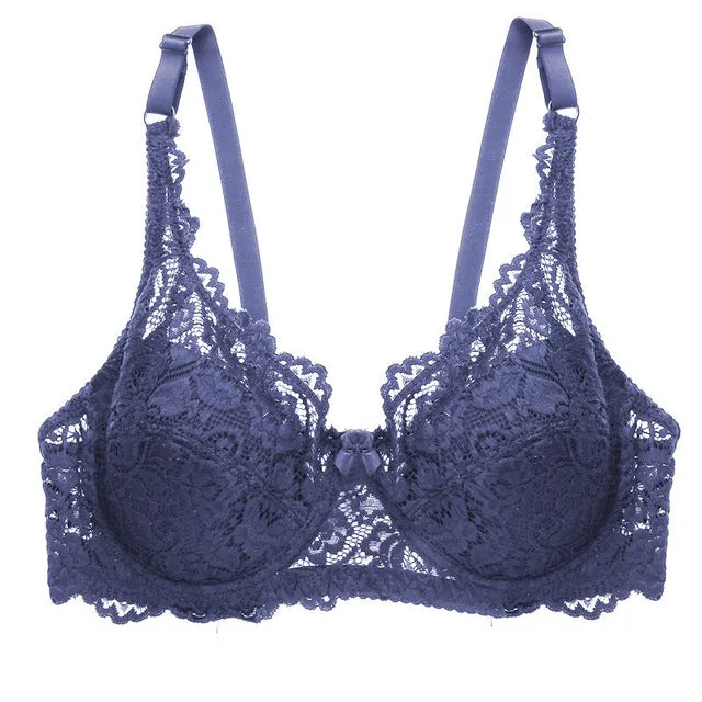 Sexy Lace Bra for Women Push Up Bras Straps Adjustment Lingerie Female Underwear Ladies Underwire Brassiere Big Plus Size 36-44