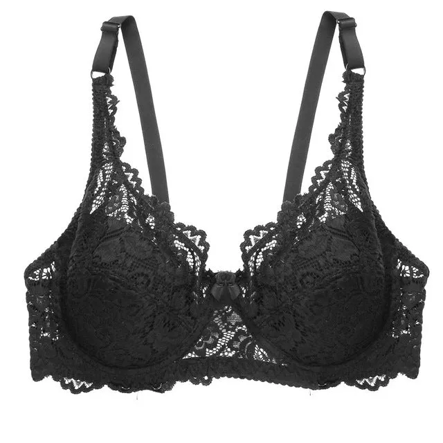 Sexy Lace Bra for Women Push Up Bras Straps Adjustment Lingerie Female Underwear Ladies Underwire Brassiere Big Plus Size 36-44