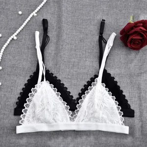 Sexy Lace Bra Thin Transpant Seamless Bra Unlined Lingerie Bralette Backless Bra for Women Underwear Intimates Brassiere Summer