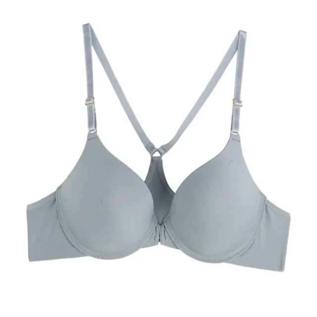 Sexy Push Up Seamless Underwire Bra Women Front Closure Lace Bra Lingerie Bralette Underwear 5 Colors