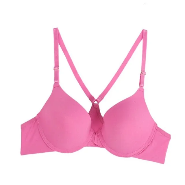 Sexy Push Up Seamless Underwire Bra Women Front Closure Lace Bra Lingerie Bralette Underwear 5 Colors