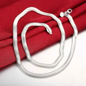 silver plated pendant 6M 16-24'' Soft Snake Bone colar feminino margarida 193 ELY