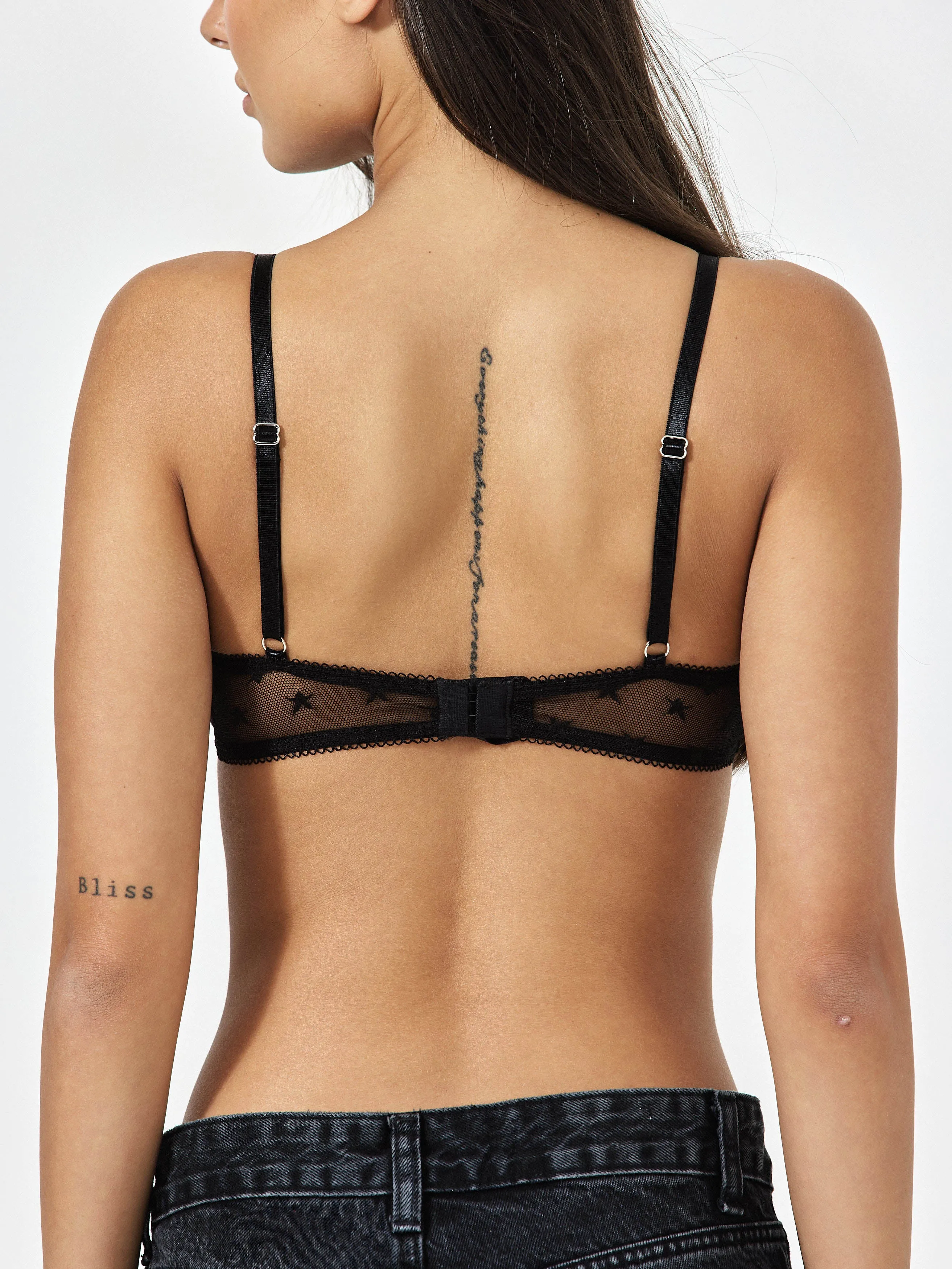 Star Lace Bralette- Black