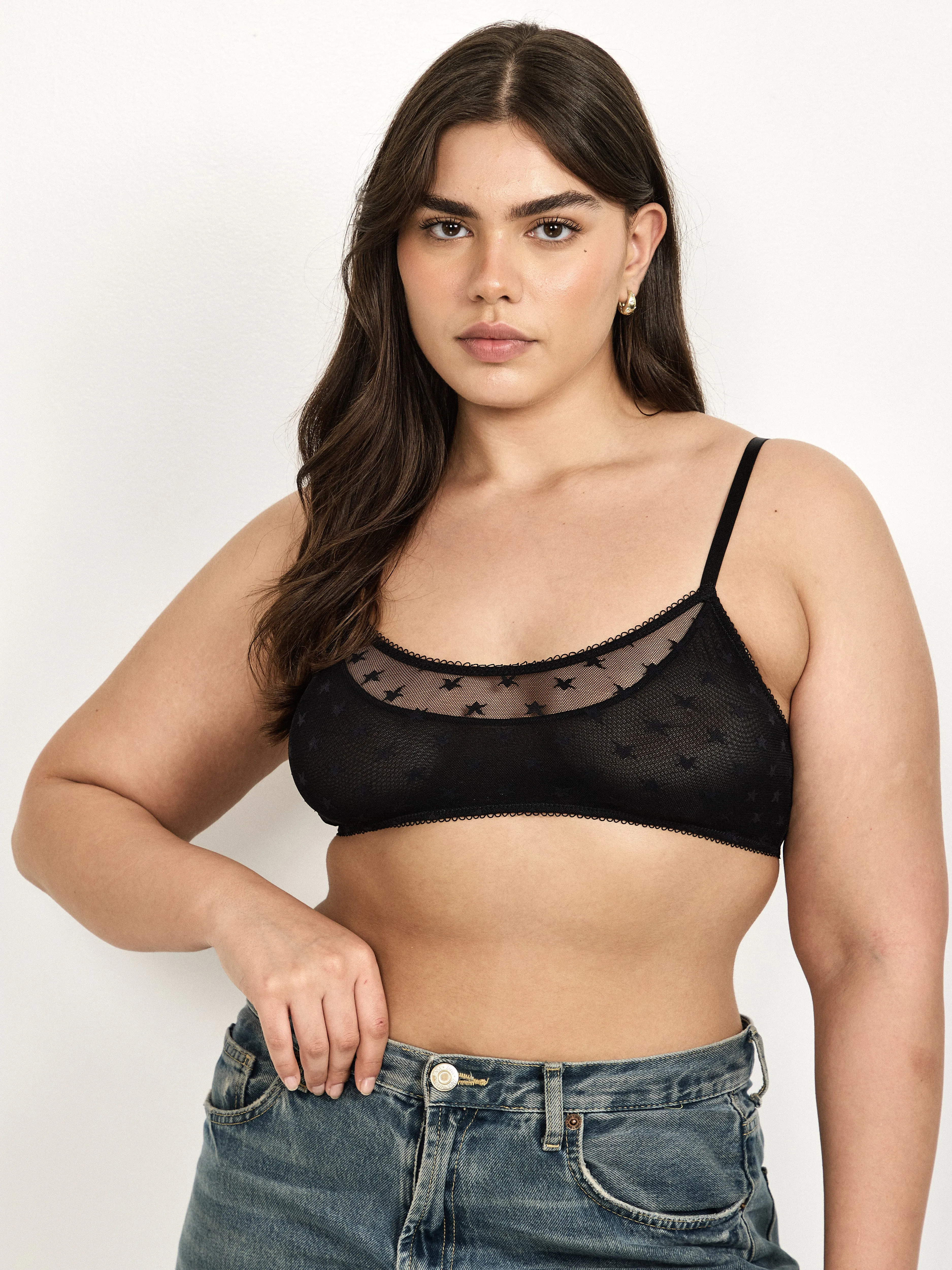 Star Lace Bralette- Black