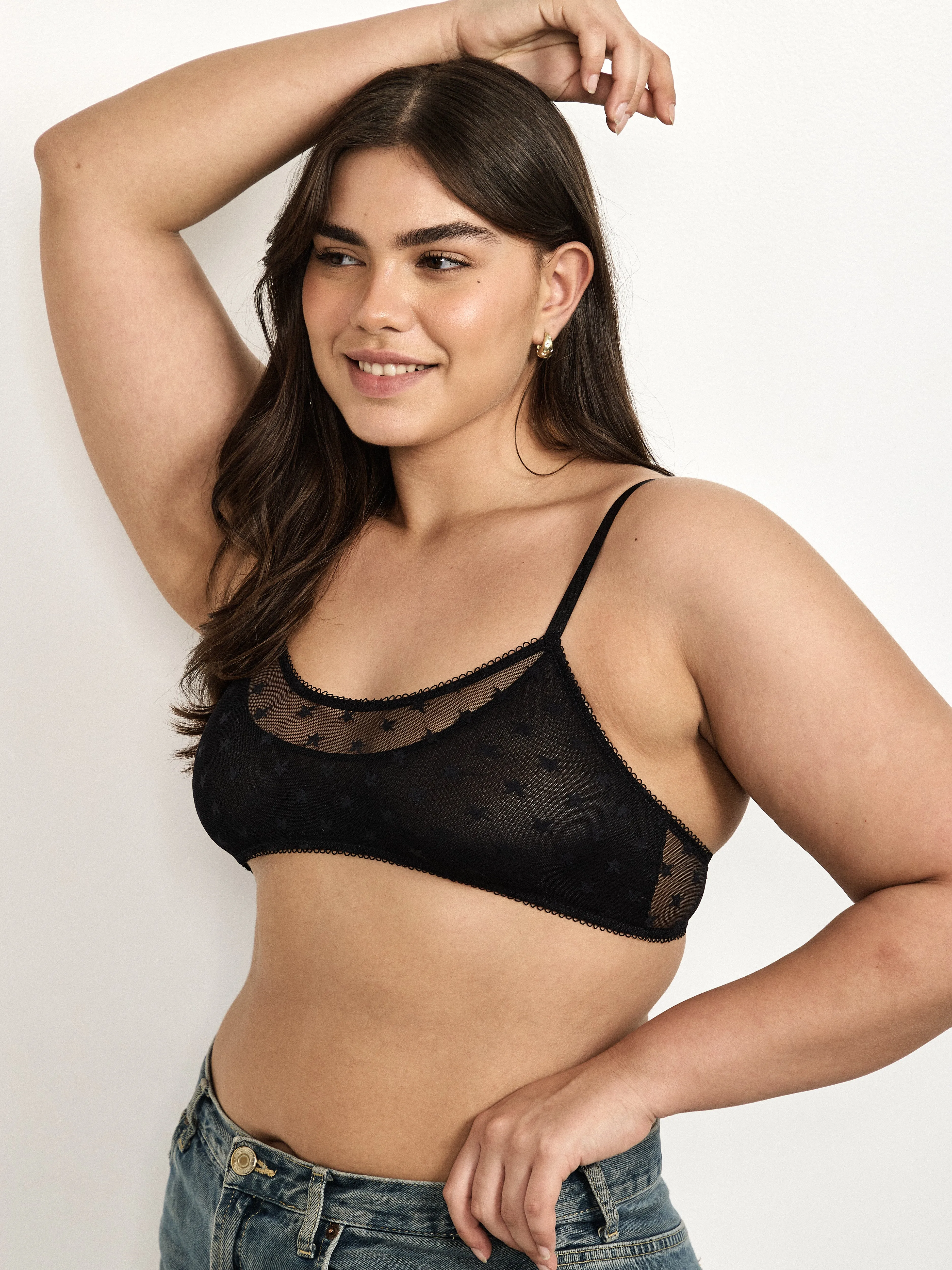 Star Lace Bralette- Black