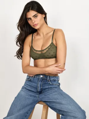 Star Lace Bralette - Olive Green