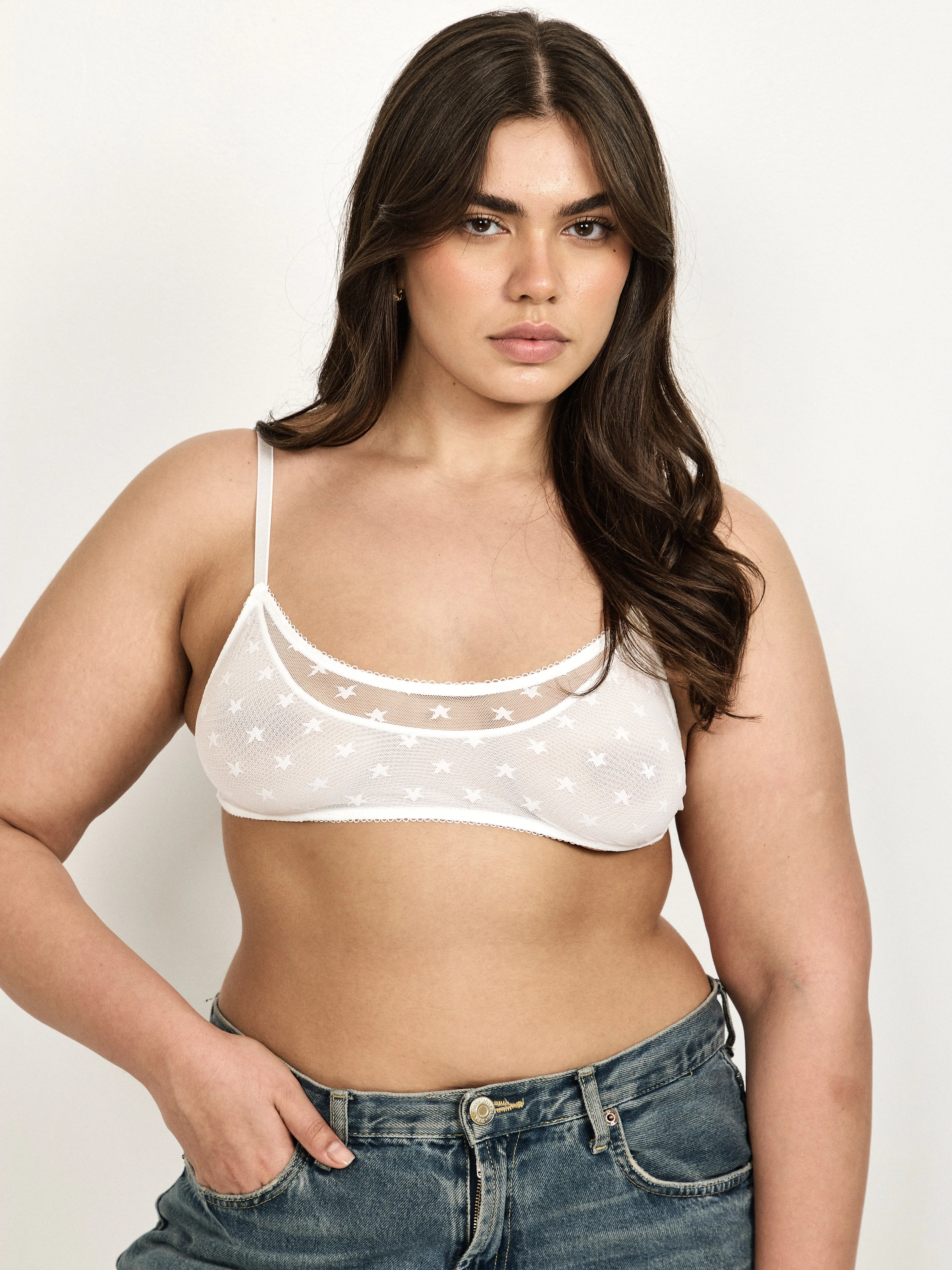 Star Lace Bralette- White