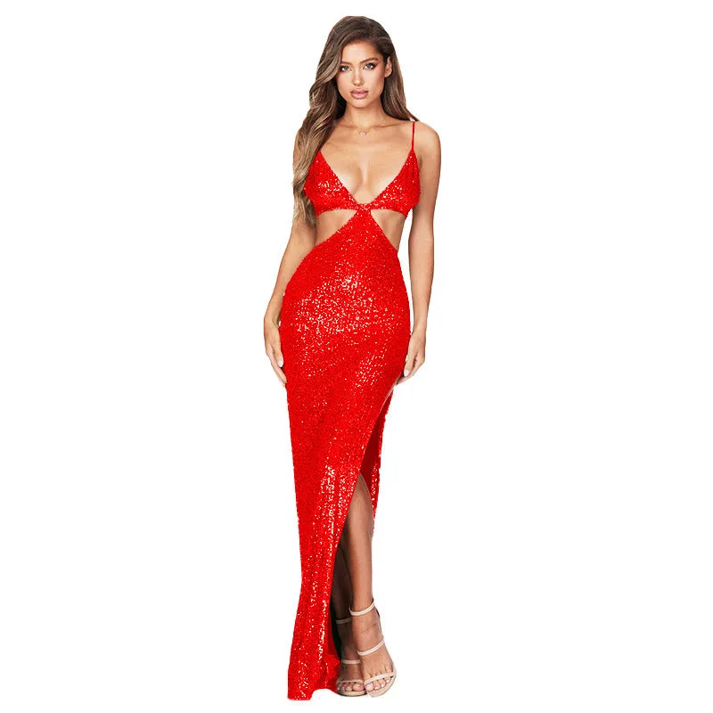 Summer Women's Clothing Split Backless Hollow Dress
