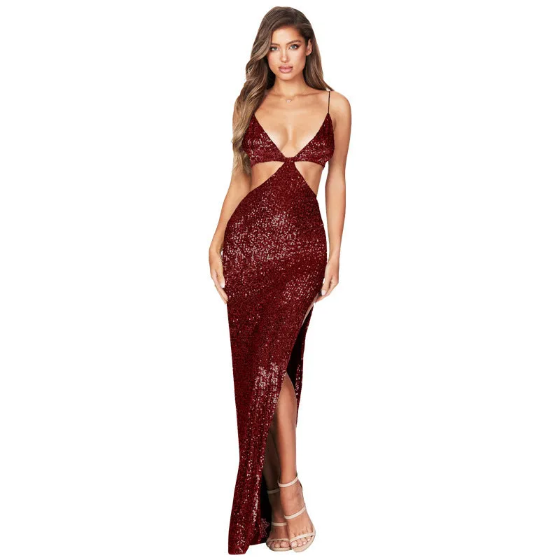 Summer Women's Clothing Split Backless Hollow Dress