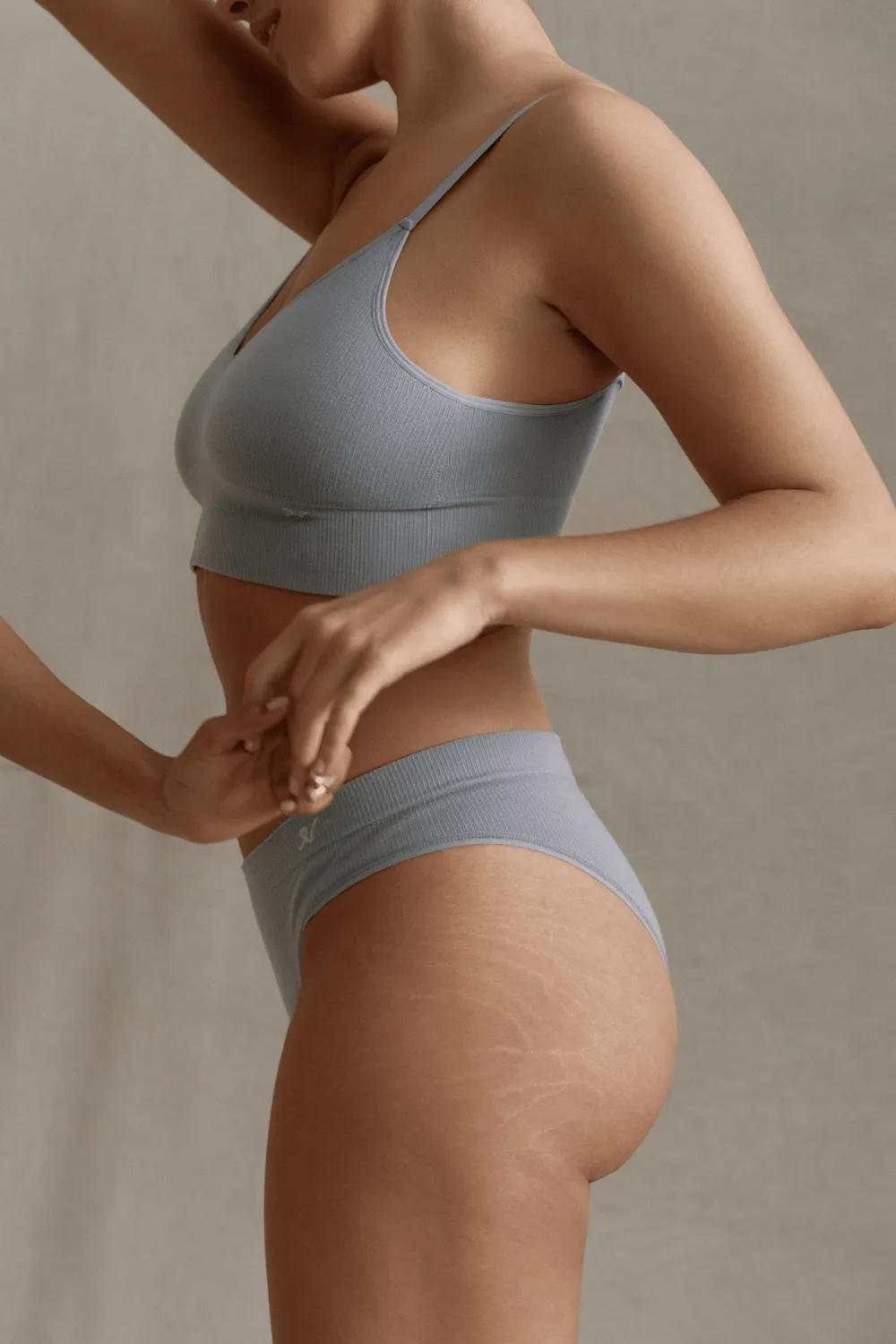 Tencel Seamless High Leg Brief in Storm Grey. Size XS (UK 6-8)
